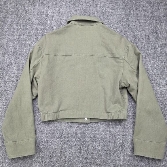 Abercrombie Fitch Jacket Womens XS Green Cropped Utility Snap Front Lined Preppy - Picture 3 of 16